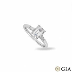 White Gold Emerald Cut Diamond Ring 1.01ct E/SI1 White Gold Emerald Cut Diamond Ring 1.01ct E/SI1